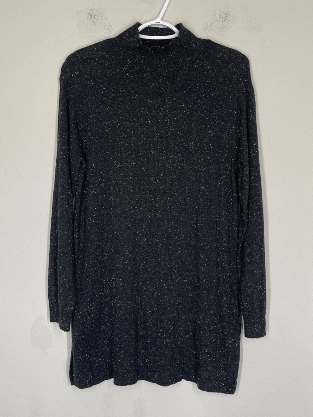 J. Jill Sweater Women's M Black Tunic Pullover Mock Neck Cotton Silk